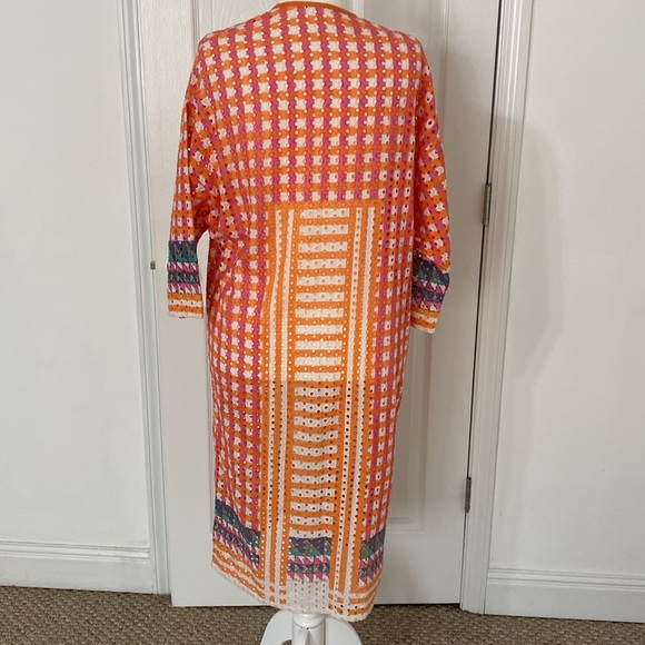 Pink and  Coral Eyelet Topper Kimono - Picture 7 of 8